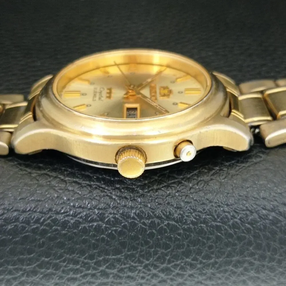Vintage 1983 Orient Automatic Mens Gold Watch W/daydate & Gold accents